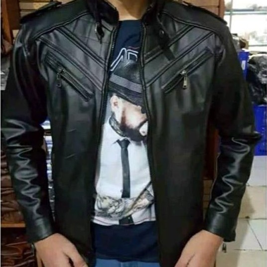 HOT DEALS Jaket kulit pria slimpit casual kain keren distro  leather  lembut nyaman waterproof  outd