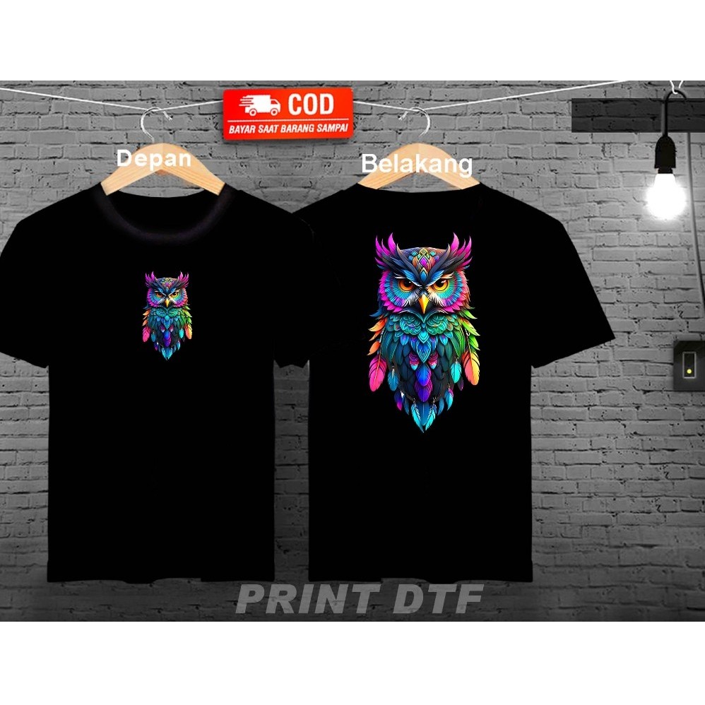 Kaos Motif Burung Hantu Print DTF Kaos Pria dewasa Distro