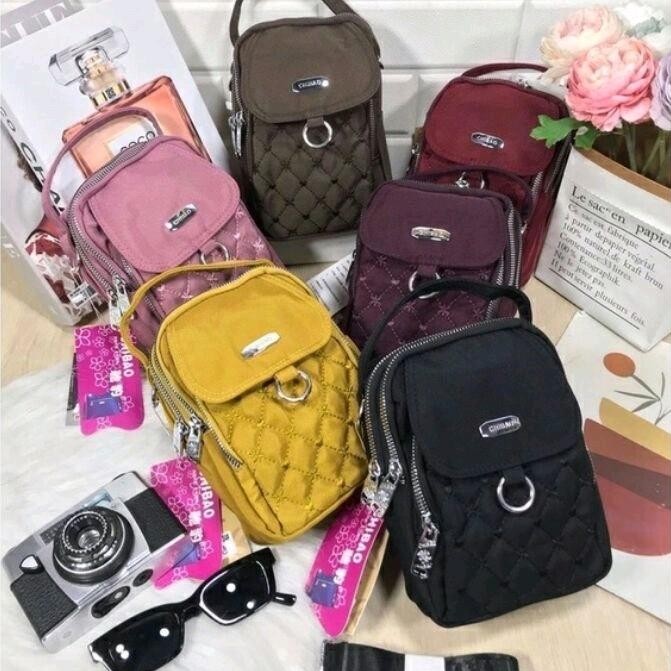 ZAHASHOP CHIBAO - Tas Selempang HP Seri 3301-22-30 Sling Bag Wanita Kanvas Tebal | Tas Bahu Mini Pra