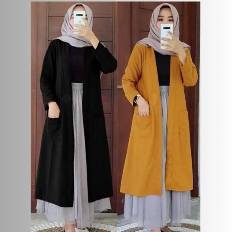 Murah Outer Blazer Panjang Wanita Muslimah Kekinian Terbaru (Blazer)/ Long Cardigan Wanita Bahan Kao