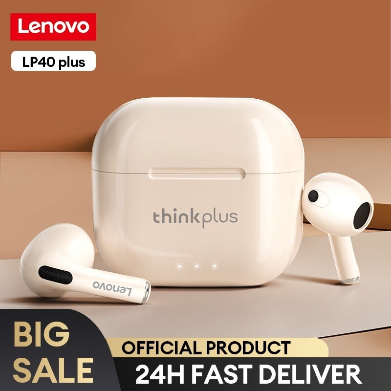 Lenovo LP40 PLUS TWS Bluetooth 5.3 Headset Sport Gaming Bass Terbaik Baterai Panjang IPX5
