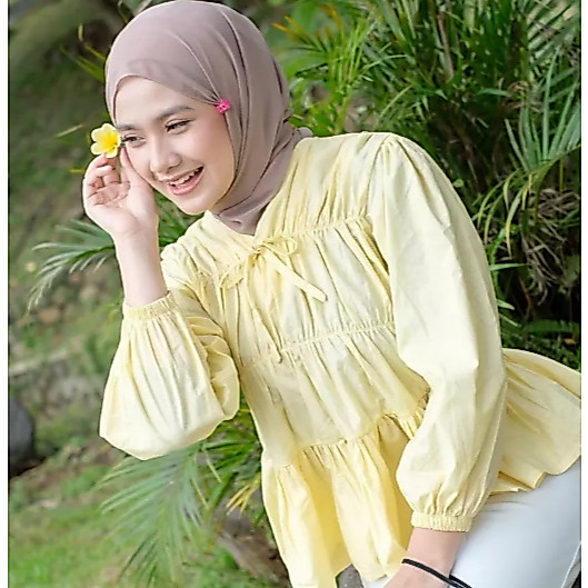 BLOUSE KERUT DADA / RUBBER BLOUSE REMPEL KERUT DADA / ATASAN WANITA BLOUSE RUFFLE PREMIUM