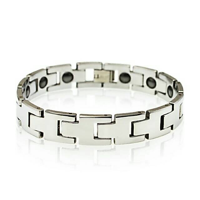 Gelang Magnet Titanium Pria Kesehatan Silver