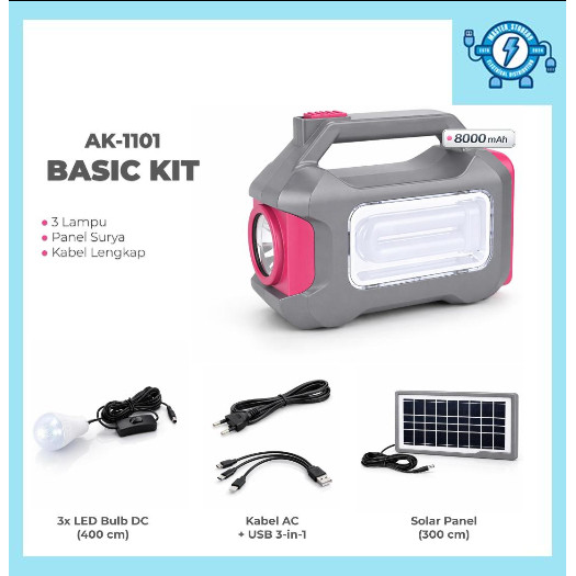 AOKI SOLAR POWER SYSTEM TENAGA SURYA MULTIFUNGSI DISERTAI POWER BANK AOKI AK-1101(TIDAK PAKAI MP3 RA
