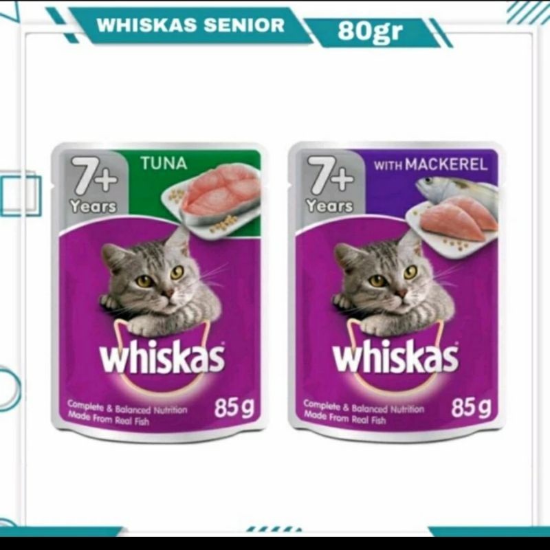 whiskas senior pouch 80gr makanan kucing whiskas senior 7+  cat  food