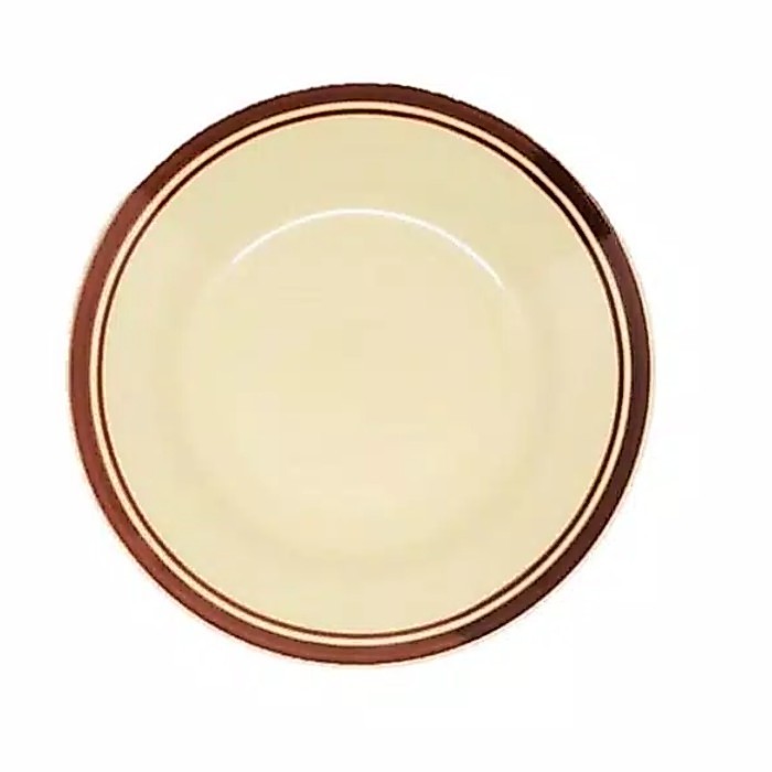 Piring Makan List Cokelat Keramik Porselen Lis Beling Plate Makanan Bulat Coklat 1LUSIN 12pcs
