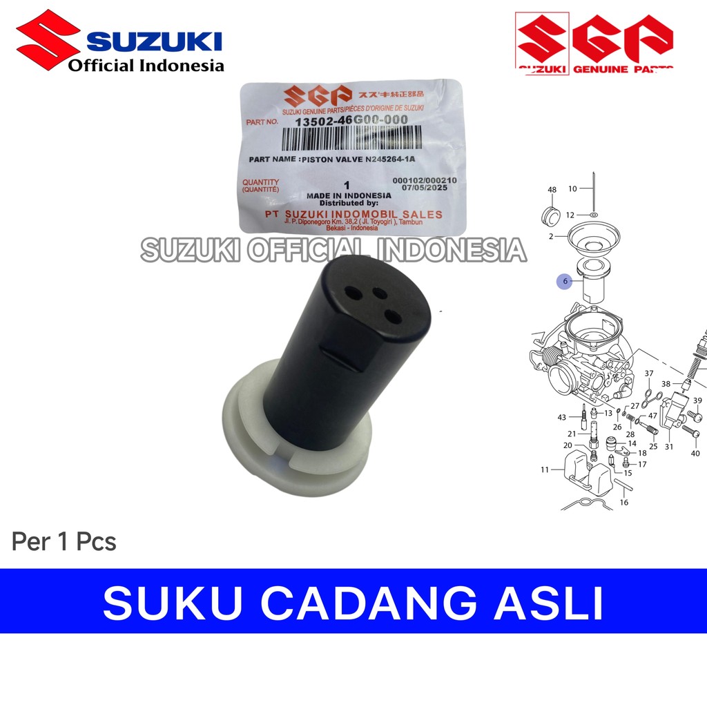 Skep Vacum Karburator Suzuki Spin Skydrive Skywave Hayate Ori SGP Asli 13502-46G00-000