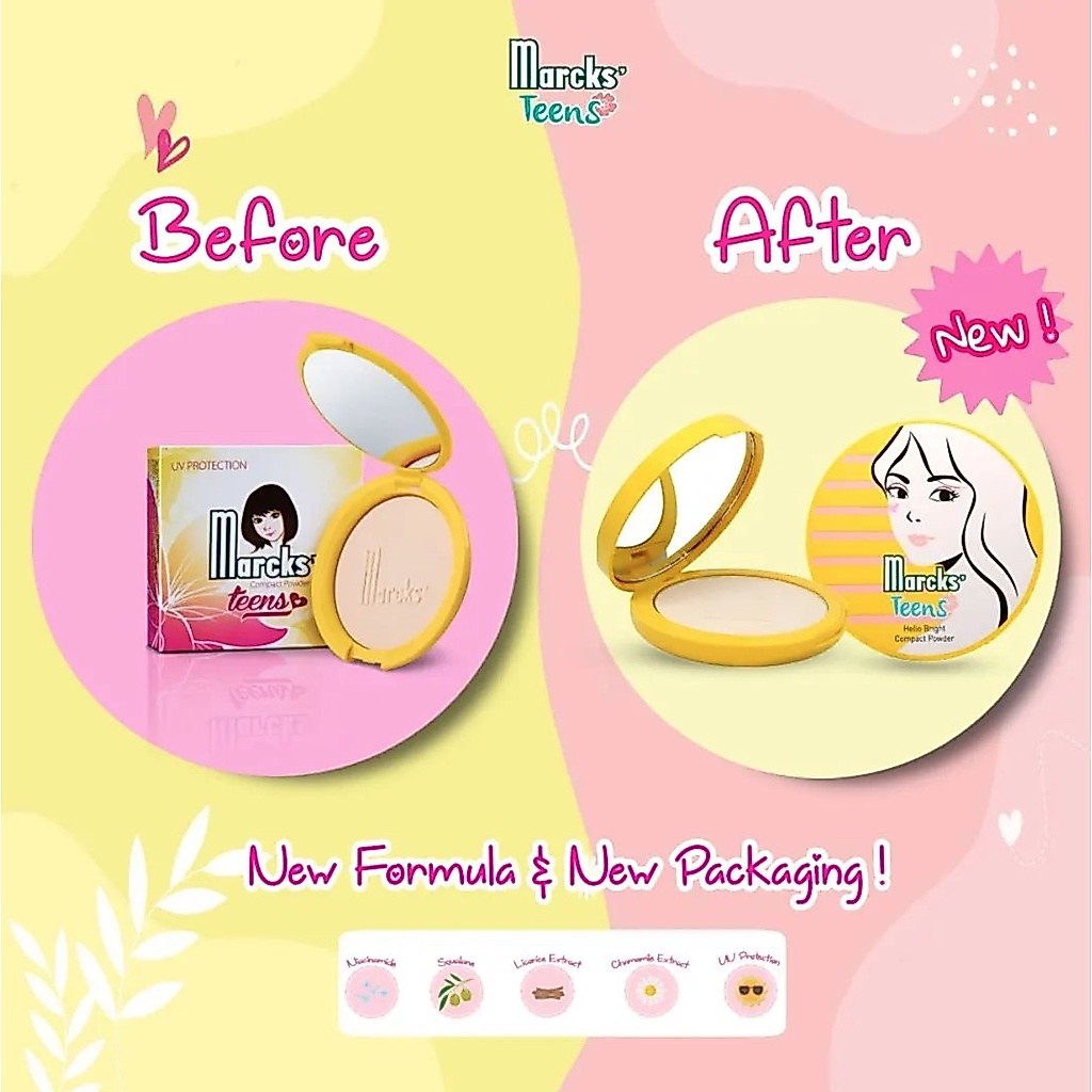 -DOMESTIKA-  MARCKS TEENs Compact Powder 12 gr FULLSET & REFILL / Bedak Padat