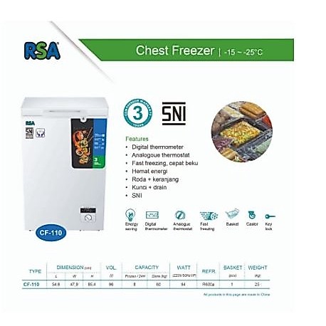 CHEST FREEZER RSA CF-110 / CF 110 / CF110 (Depok dan sekitarnya)