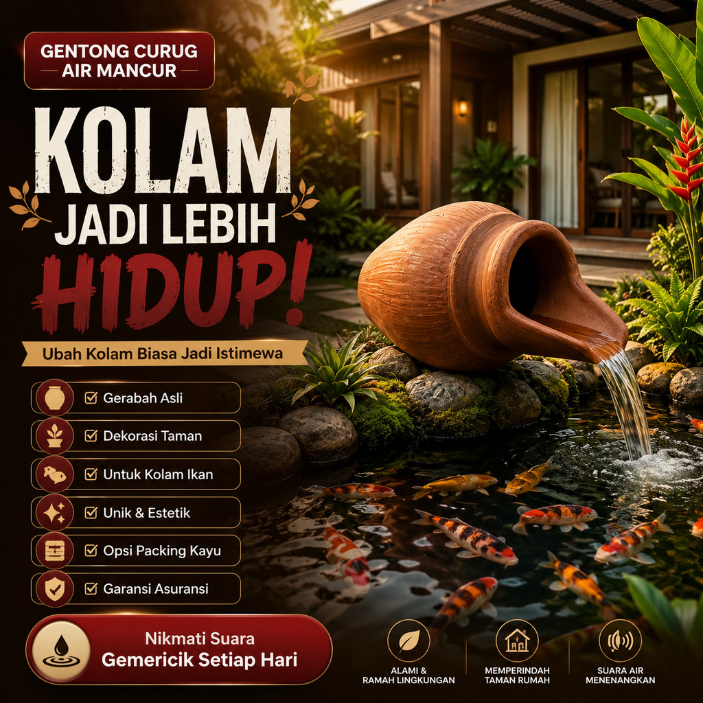 Gentong Curug Gerabah Air Mancur Kolam Tanah Liat | Pancuran Dekorasi Air Terjun Kolam Taman | Modem
