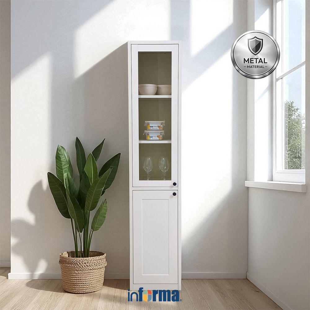 Informa Scott Lemari Arsip Kantor Metal Pintu Kaca Tall - Putih File Cabinet Lemari Besi Dokumen Ars