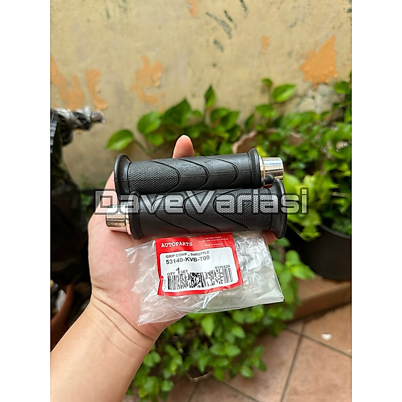 Paket 2in1 Sepasang Handgrip Standart Honda + Jalu Stang Mini Chrome Universal Vario Beat Scoopy Nma