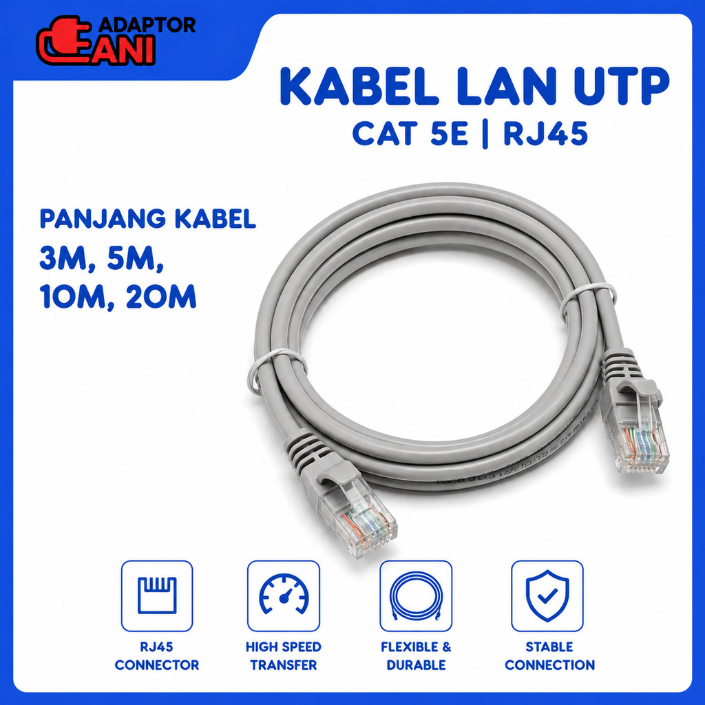 Kabel LAN CAT6 3M 5M 10M 20M Kabel Internet Router Modem PC Laptop CCTV