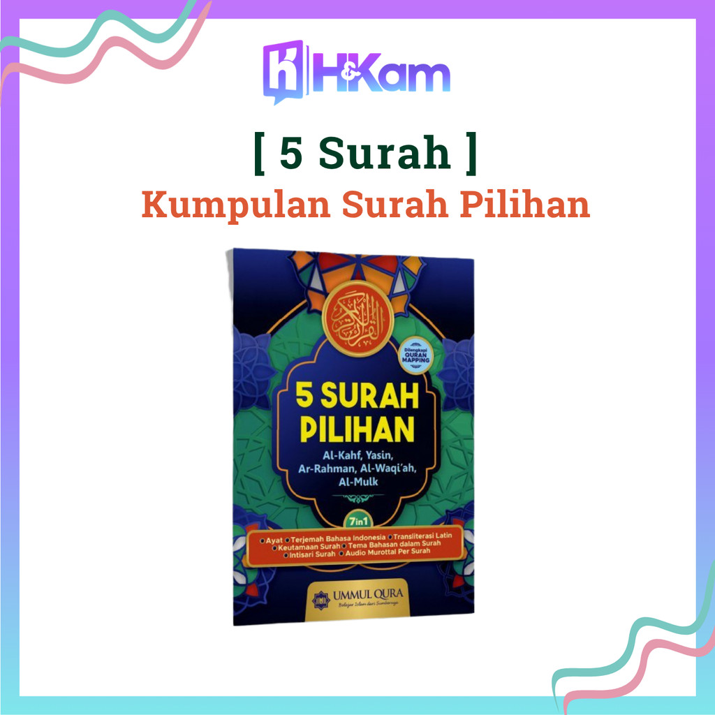 Buku 5 Surat Pilihan Arab Latin (Ar-Rahman:Al-Kahfi:Al-Waqiah;Yasiin:Al-Mulk)