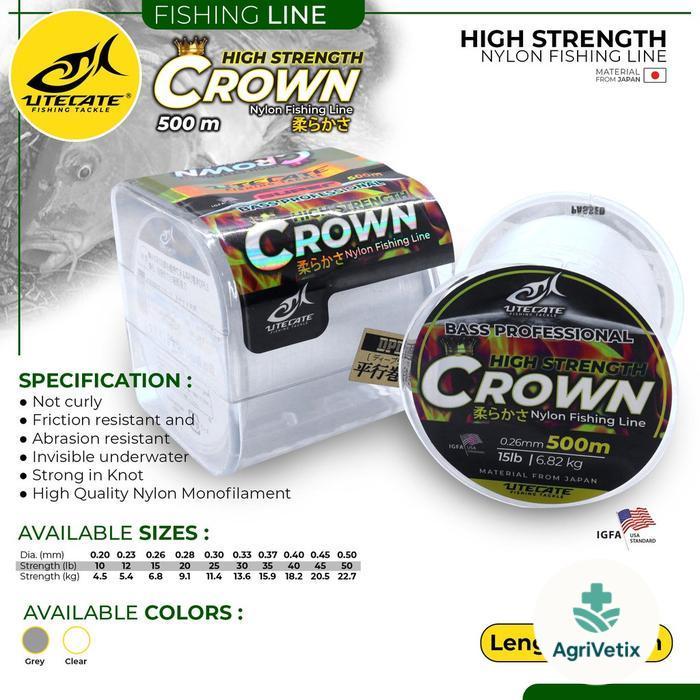 Senar Pancing Kuat Panjang 500 Meter Utecate Crown Warna Putih Clear - 018