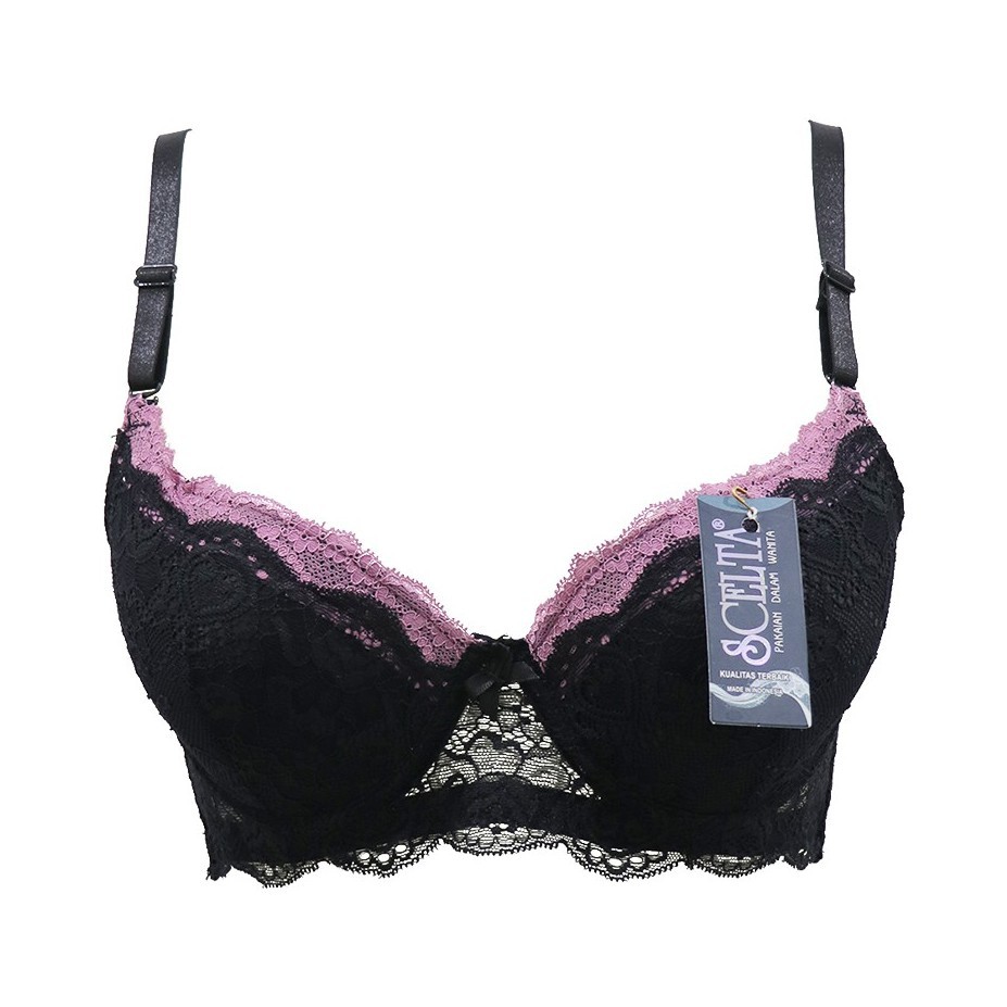 Scelta Poris Bra Brukat Renda Push Up Kawat Bh Cup Besar Berkawat Sce 1701