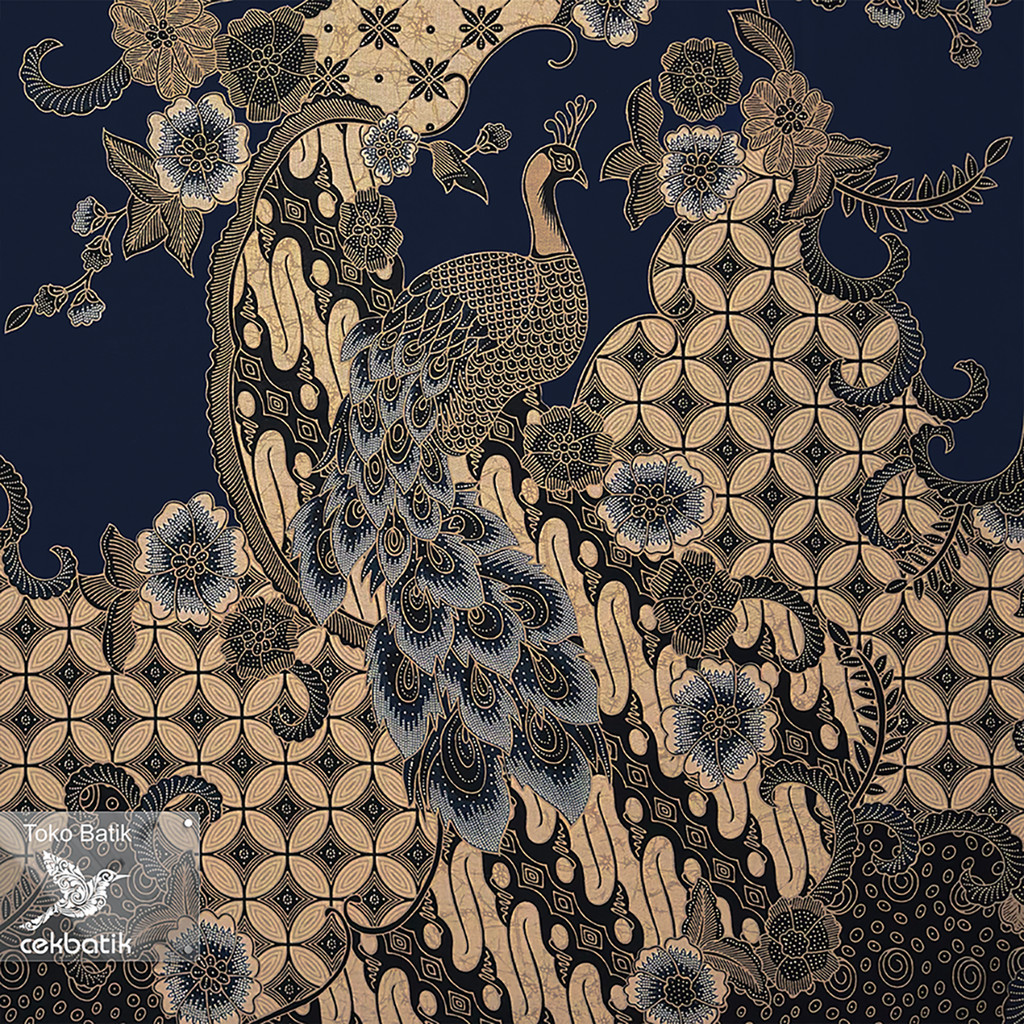 kain batik Motif Merak / Peacock Premium - Sogan Jawa Modern (Biru Navy)