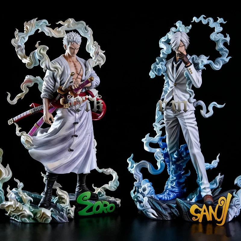 One Piece Nika Sanji Nika Zoro 28cm Anime Figure Two Headed Statue With Base PVC Collectible Model T