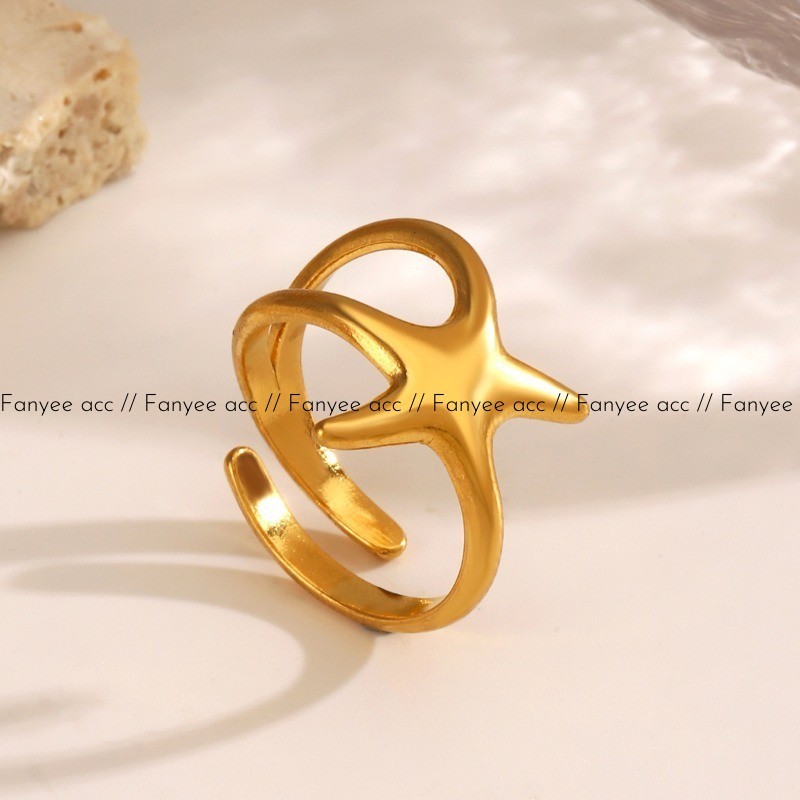 [Fanyee] Cincin Pentagram Stainless Steel Fashion Personal Q453