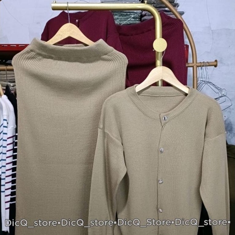 PROMO ONE SET AIRA CARDIGAN & ROK RAJUT WANITA PREMIUM-STELAN WANITA TERBARU