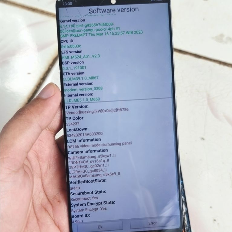 Lcd Redmi Note 9 pro copotan original retak