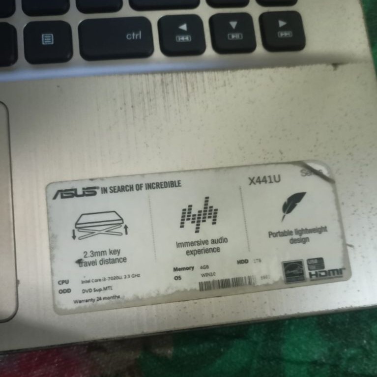 laptop asus x441u core i3 gen 7