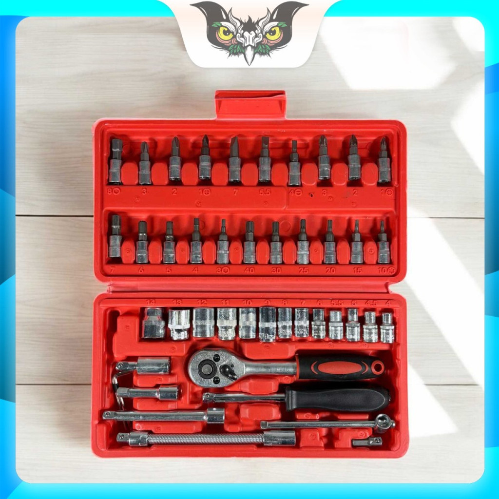 Set Kunci Sok Obeng Serbaguna Reparasi Mobil Chrome Vanadium 46in1