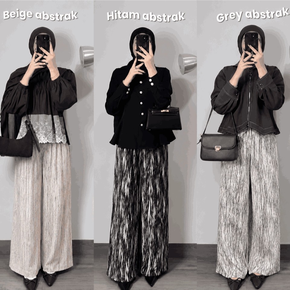 Celana Kulot Wanita Motif Abstrak, Kulot Premium Adem dan Nyaman
