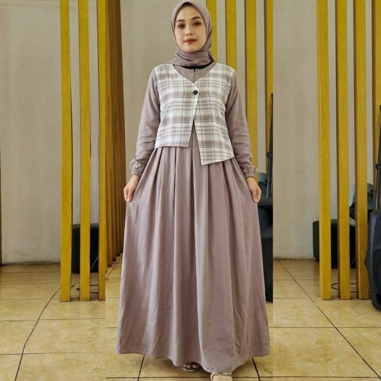 midi dress / gamis remaja/ gamis rompi/ gamis twill adem