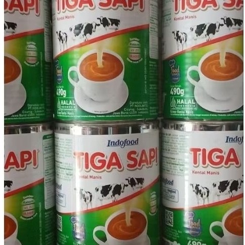 Indofood Tiga Sapi Kental Manis 490g | Indofood Tiga Sapi Kental Manis 490g Kaleng | Susu Kental Man