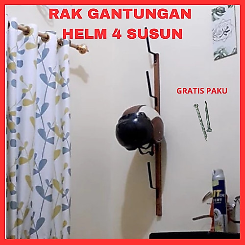 Gantungan Helm Besi 4 Susun / Cantolan Helm 4 Susun / Rak Helm Dinding 4 Susun / GANTUNGAN HELM DIND