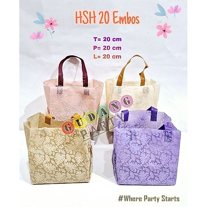 Spunbond Embos Motif HSH 20 CM/Tas Embos/Goody Bag/Tas Souvenir/Tas Bingkisan/Spunbond Embos