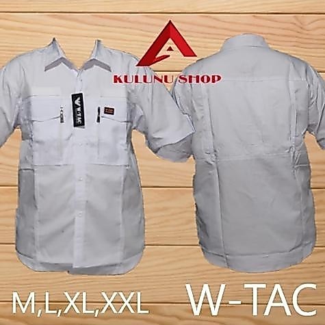Kemeja tactical w-tac lengan pendek bahan ripstop warna putih