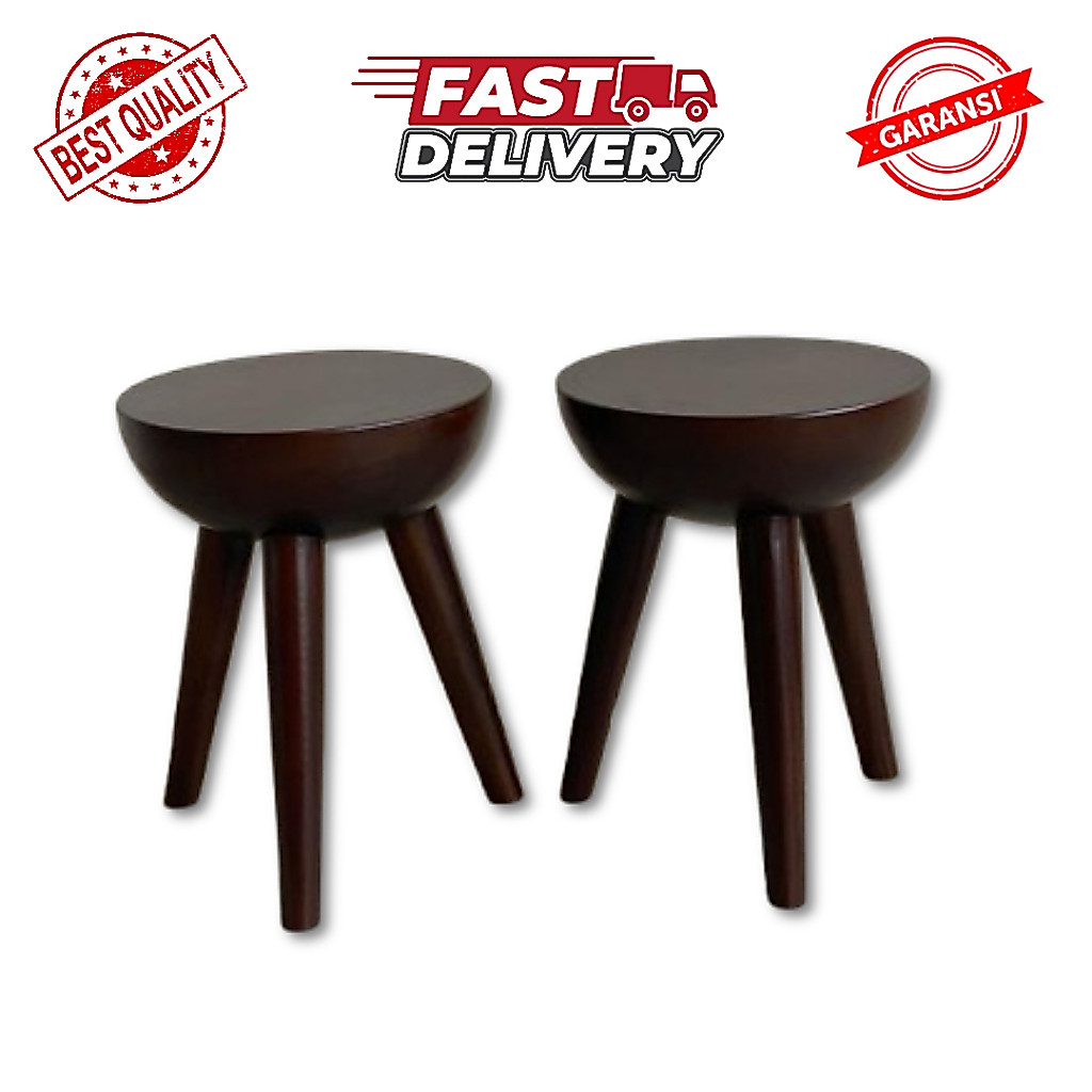 Stool Kursi Pendek unik Kayu Solid Trembesi Bundar