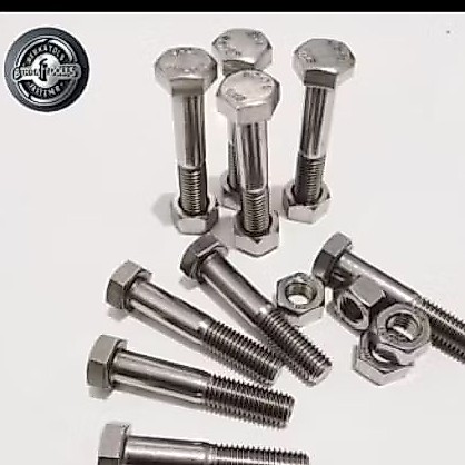 Baut mur stainless m12x40 baut kunci 19 panjang 4 cm half drat sus 304