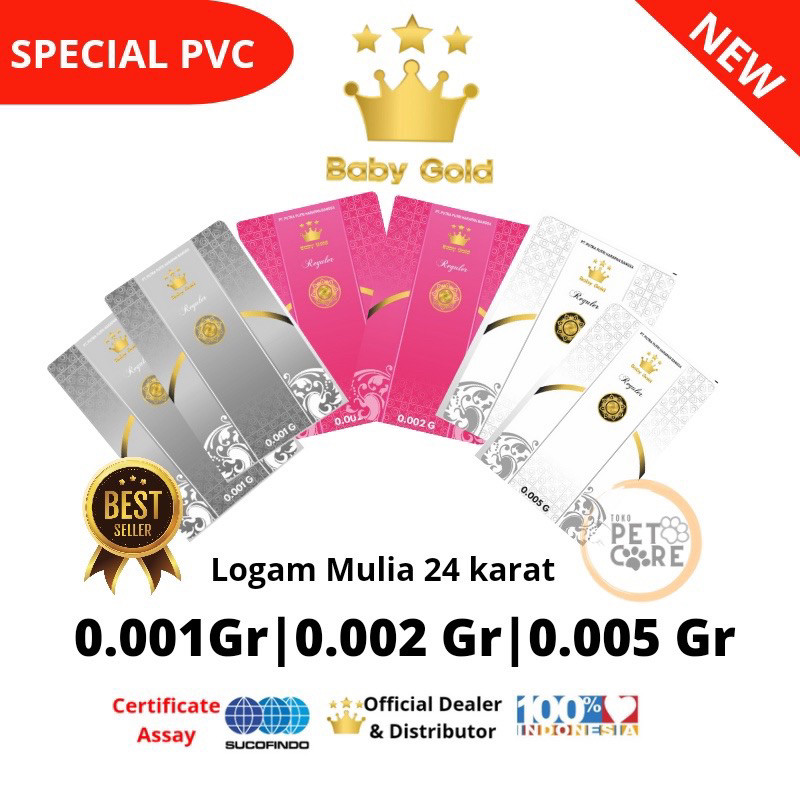BIGOSTORE - Logam Mulia Souvenir 24Karat Baby Gold 0,001 gram / 0,002 gram / 0,005 gram Minigram Ema