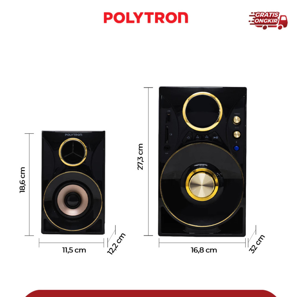 Polytron Multimedia Speaker PMA 9310/BG Bluetooth Audio Bass Kuat Suara Jernih Untuk TV HP Laptop OR
