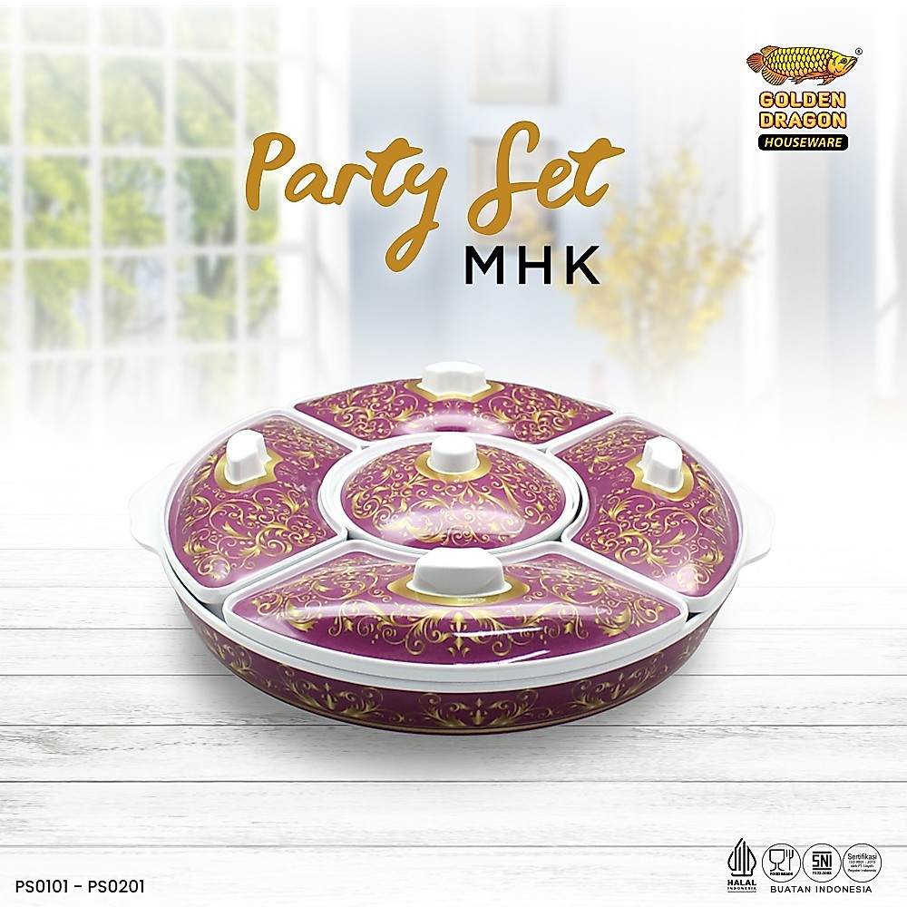 Arwana Houseware Party Set Melamine Motif PS0101MF-Motif - Golden Dragon Melamine