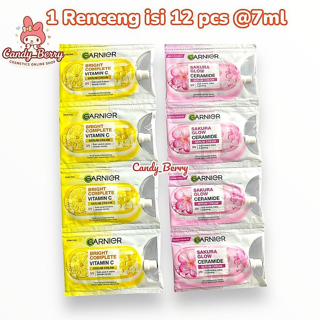 Garnier Cream Sachet Siang Malam Bright Complete & Sakura Day 7ML 1 Renceng isi 12 sachet