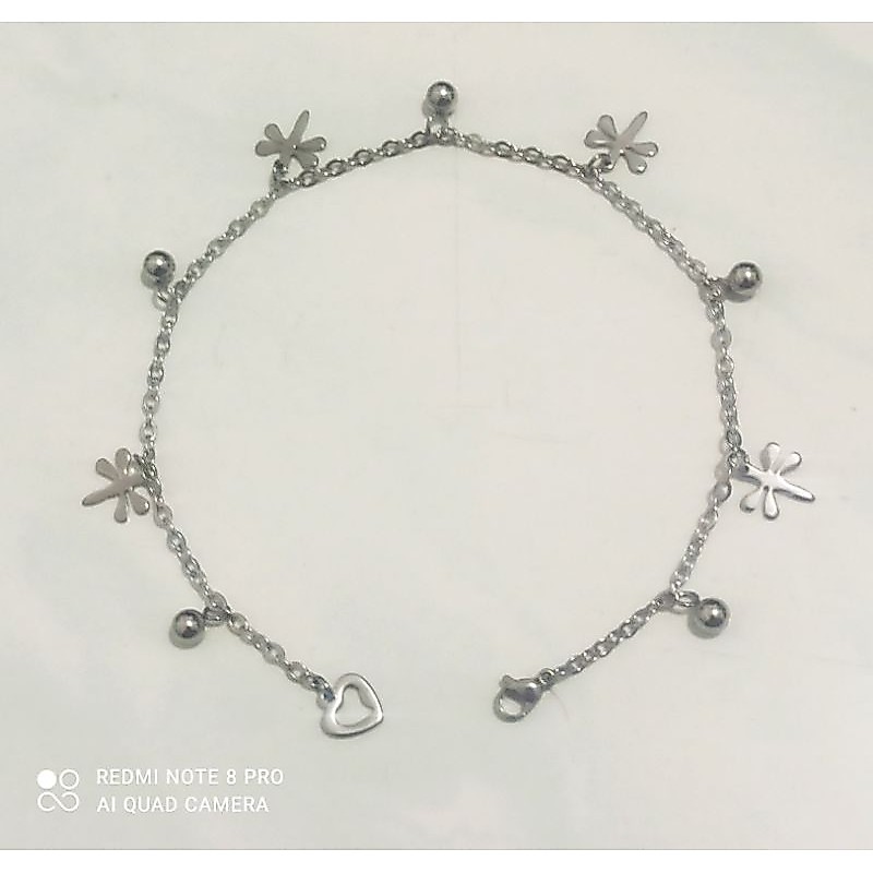 GELANG KAKI TITANIUM SILVER-GELANG KAKI WANITA WARNA SILVER