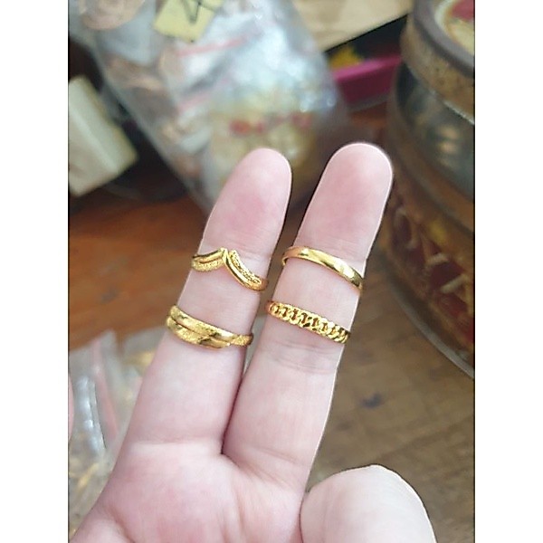 Cincin emas polos simple 99% 24k 24 karat / cincin kawin emas asli murni murah