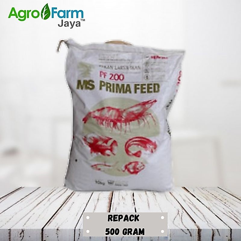 Pakan Pelet pf 200 Larva Ikan dan Udang Kemasan Repack 500 Gram