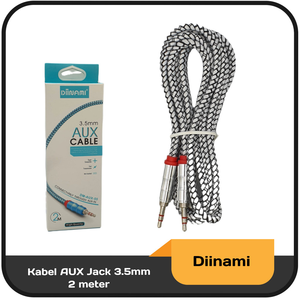 Kabel Aux Diinami 2 Meter / Kabel Audio/Kabel AUX Jack 3.5mm Diinami
