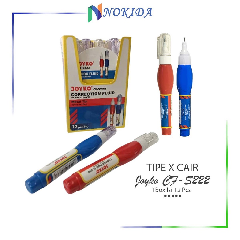Nokida Tipe X Cair Joyko 1 Pack [CF-S222] / Correction Fluid 1 Pak / Peralatan Sekolah / Tip X Tip E