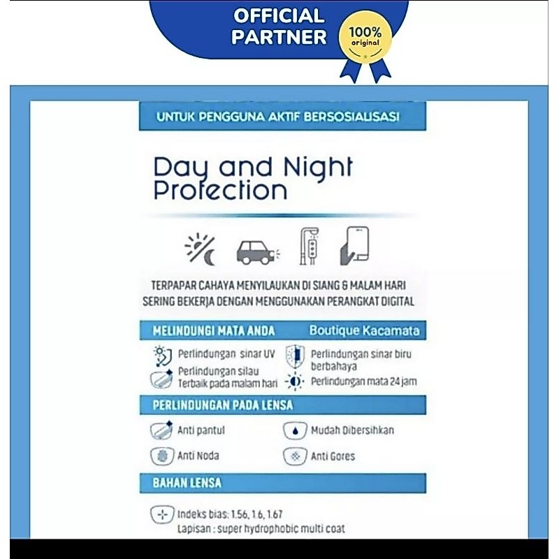 Lensa Kacamata Asp Essilor Elements Day and Night 1.60