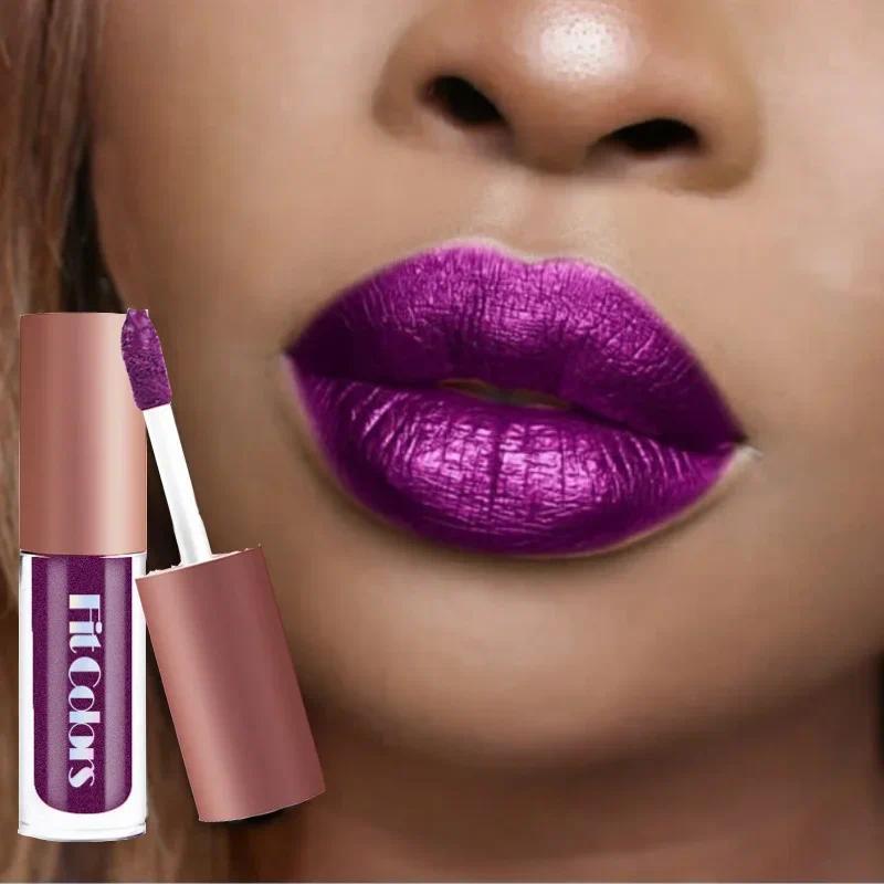 4Pcs/Set Metallic No-stick Cup Lip Gloss Pearly amond Fine Glitter Matte Moisturizing Waterproof Lip
