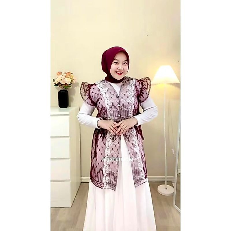 meyina outer brukat tunik kondangan outer brukat hari raya/lebaran outer wisuda
