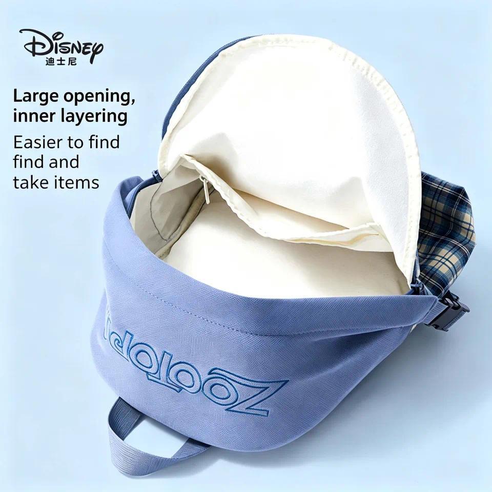 Authentic Disney Zootopia Series Plush Backpack 35cm Stylish Plaid Casual Bag Cute School Knapsack I