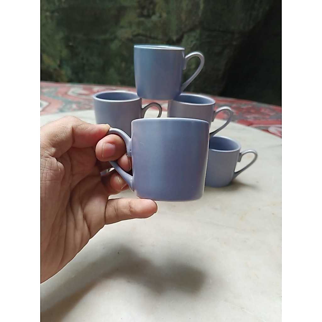 Mug Keramik Mini Warna gradiasi ungu (pudar) Retro mug untuk minum kopi
