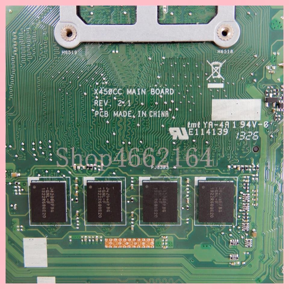 X450CC 1007/2117/i3/i5/i7 CPU 2GB/4GB RAM GT720M Laptop Motherboard For Asus X450VC X450CC X450C X45